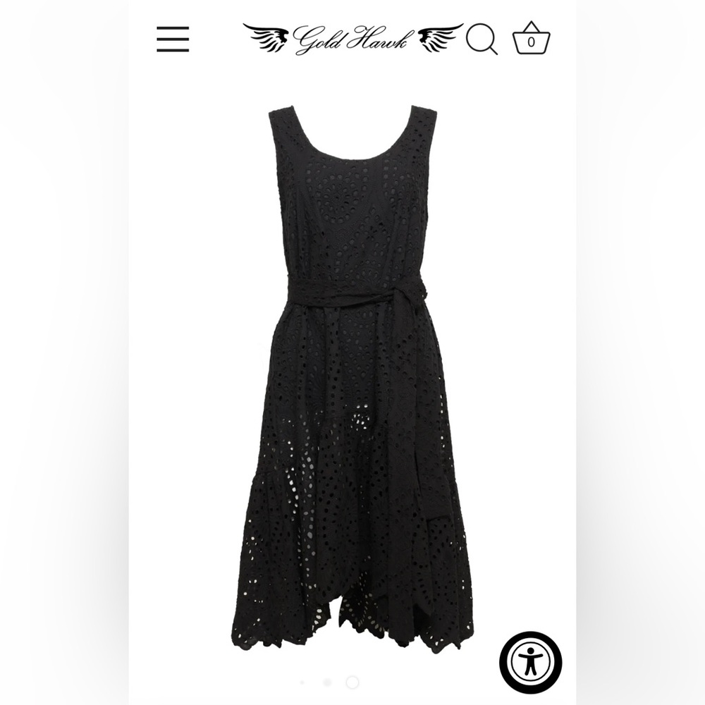 Gold Hawk Adele Black Eyelet Tank Dress
